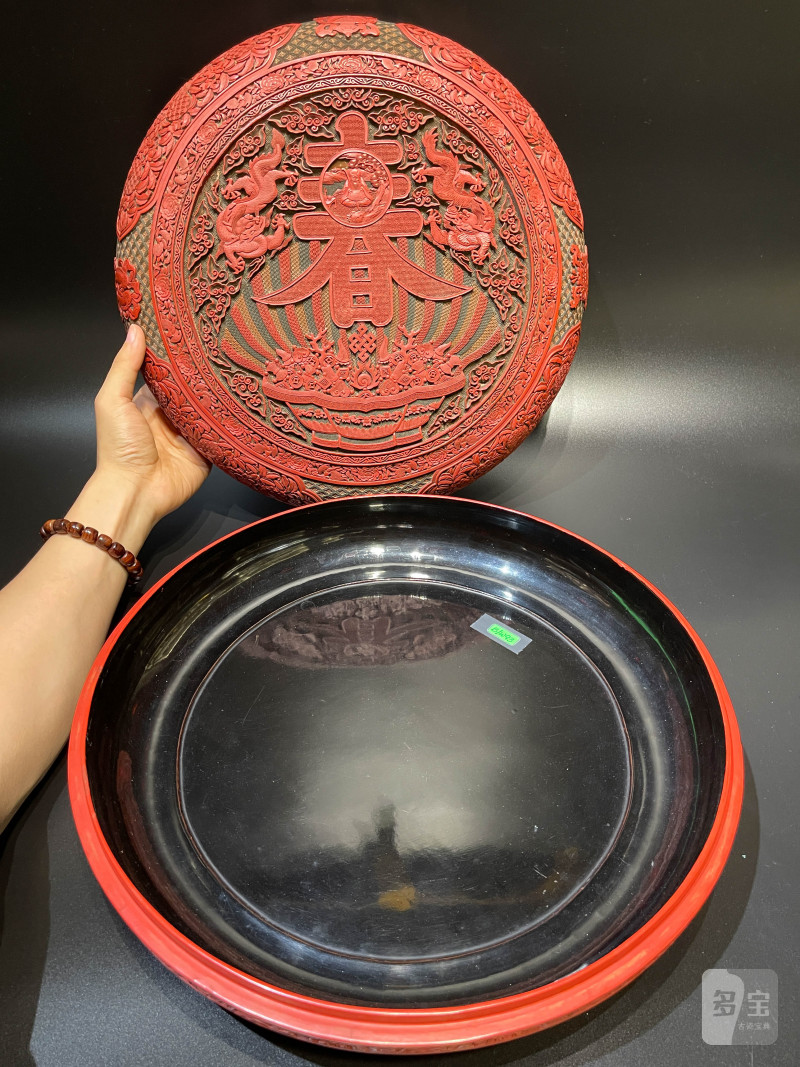 清乾隆 剔彩云龙纹春寿宝盒 - 图10